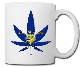Oregon State Flag Marijuana Leaf Mug Oregon Marijuana Mug Oregon Medical Marijuana Recreational Marijuana Cannabis Coffee Mug