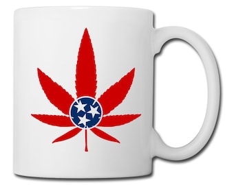 Tennessee Flag Marijuana Leaf Mug Tennessee Marijuana Mug Tennessee Medical Marijuana Recreational Marijuana Cannabis Coffee Mug
