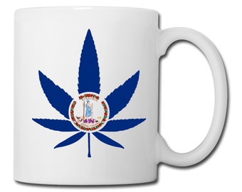 Virginia Flag Marijuana Leaf Mug Virginia Marijuana Mug Virginia Medical Marijuana Recreational Marijuana Cannabis Coffee Mug