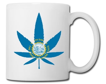 South Dakota State Flag Marijuana Leaf Mug South Dakota Marijuana Mug South Dakota Medical Marijuana Recreational Cannabis Coffee Mug