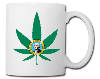 Washington Flag Marijuana Leaf Mug Washington Marijuana Mug Washington Medical Marijuana Recreational Marijuana Cannabis Coffee Mug