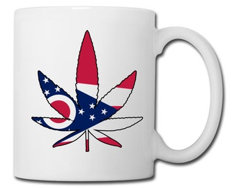 Ohio State Flag Marijuana Leaf Mug Ohio Marijuana Mug Ohio Medical Marijuana Recreational Marijuana Cannabis Coffee Mug
