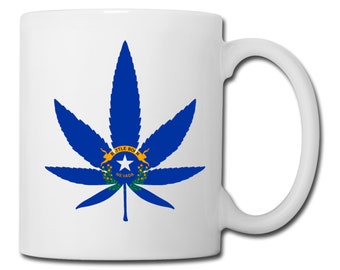 Nevada State Flag Marijuana Leaf Mug Nevada Marijuana Mug Nevada Medical Marijuana Recreational Marijuana Cannabis Coffee Mug