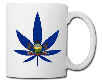 Pennsylvania State Flag Marijuana Leaf Mug Pennsylvania Marijuana Mug Pennsylvania Medical Marijuana Recreational Cannabis Coffee Mug