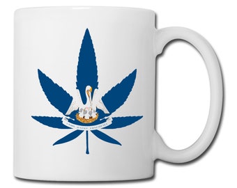 Louisiana State Flag Marijuana Leaf Mug Louisiana Marijuana Mug Louisiana Medical Marijuana Recreational Marijuana Cannabis Coffee Mug