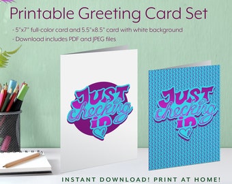 Just Checking In Printable Greeting Card Instant Download print at home