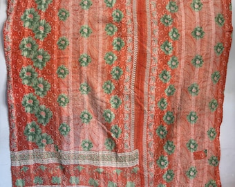 Vintage kantha quilt handmade gudari indian bedcover kantha throw
