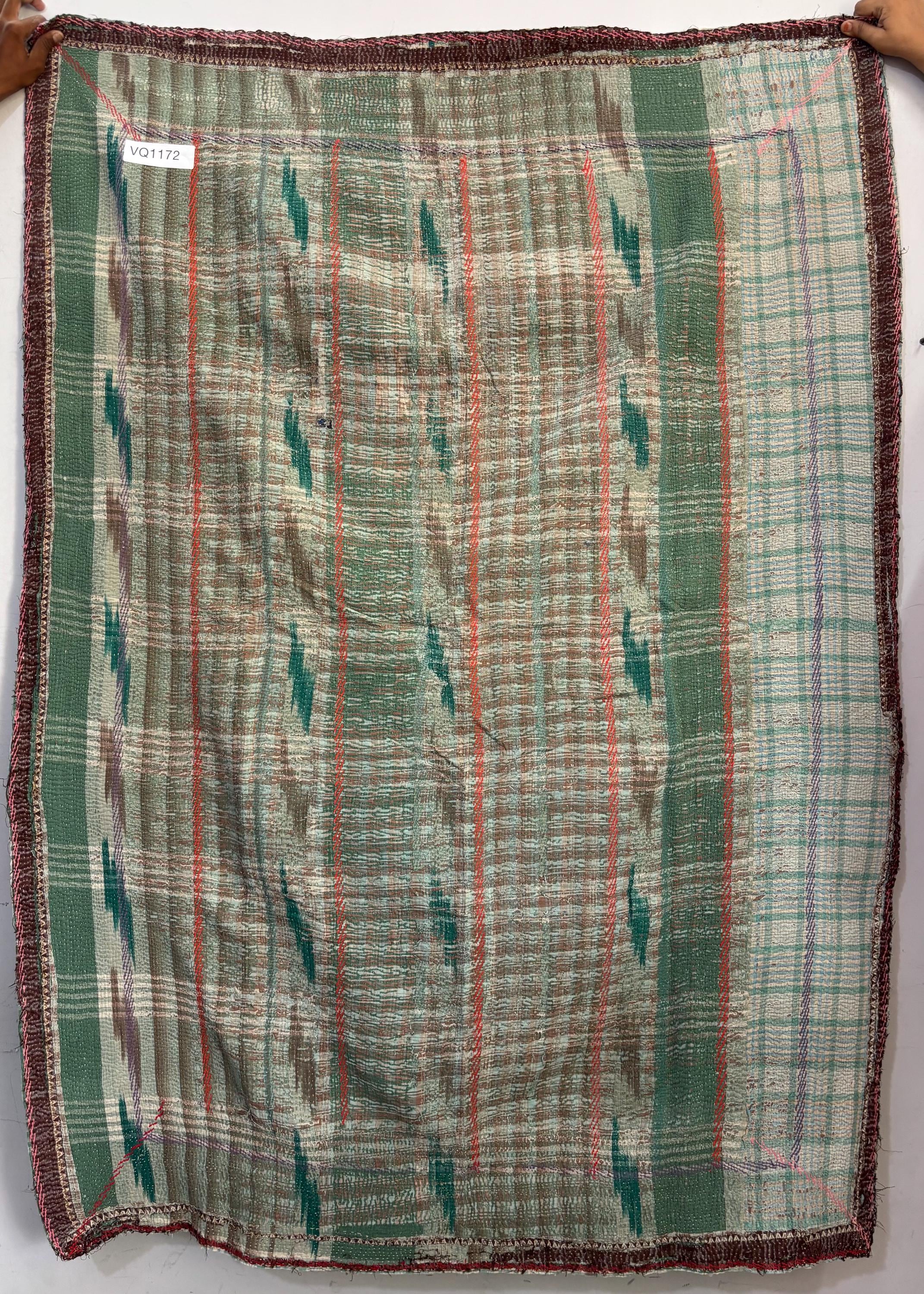 Indian vintage cotton kantha quilt handmade gudari indian bedcover throw