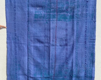 Indigo vintage  indian handmade cotton kantha quilt,bedspread