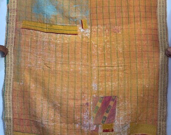 Indian vintage cotton kantha quilt handmade gudari indian bedcover throw