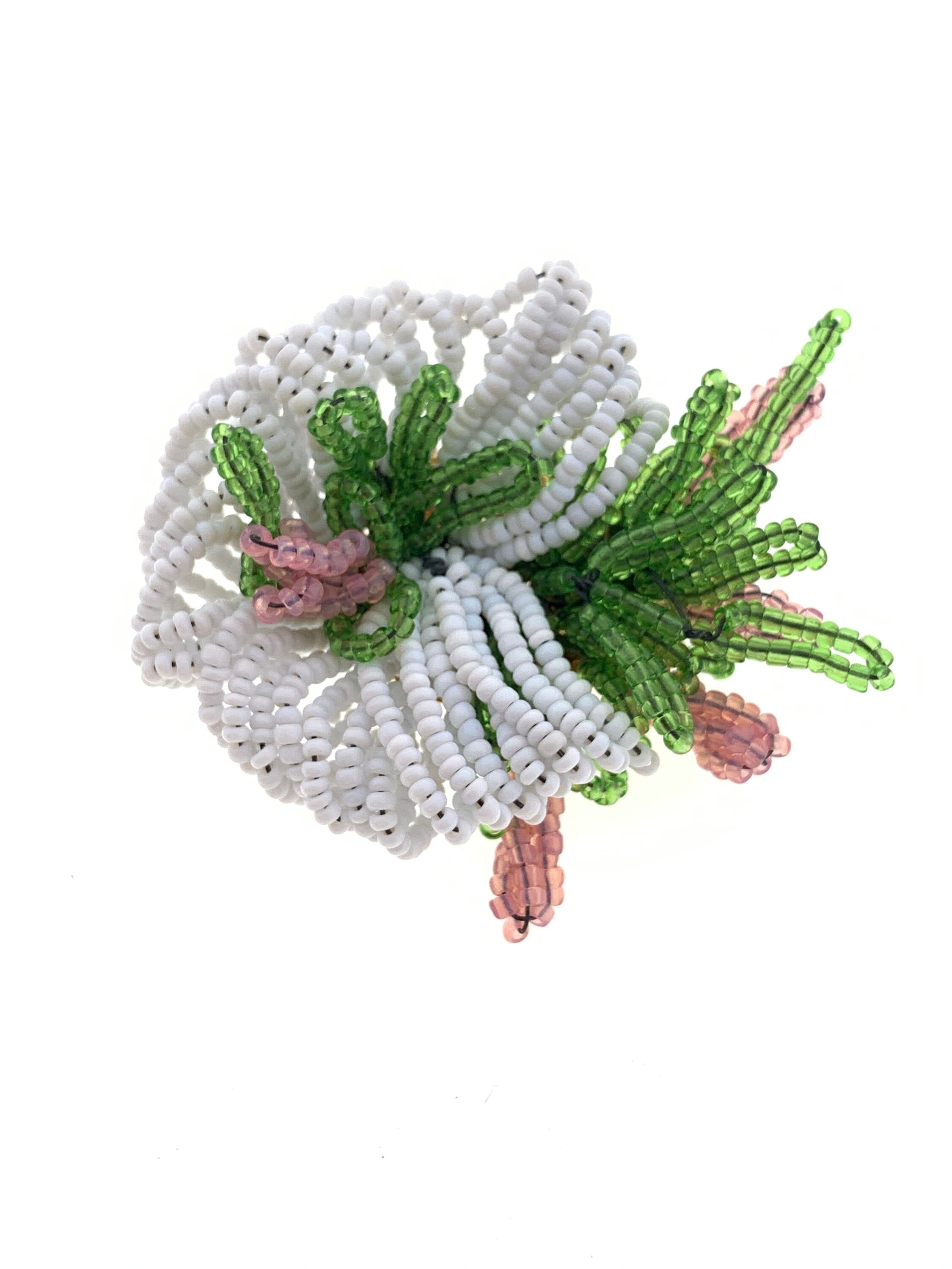 Bead Flower brooch Hattie Carnegie Vintage White Glass bead Etsy