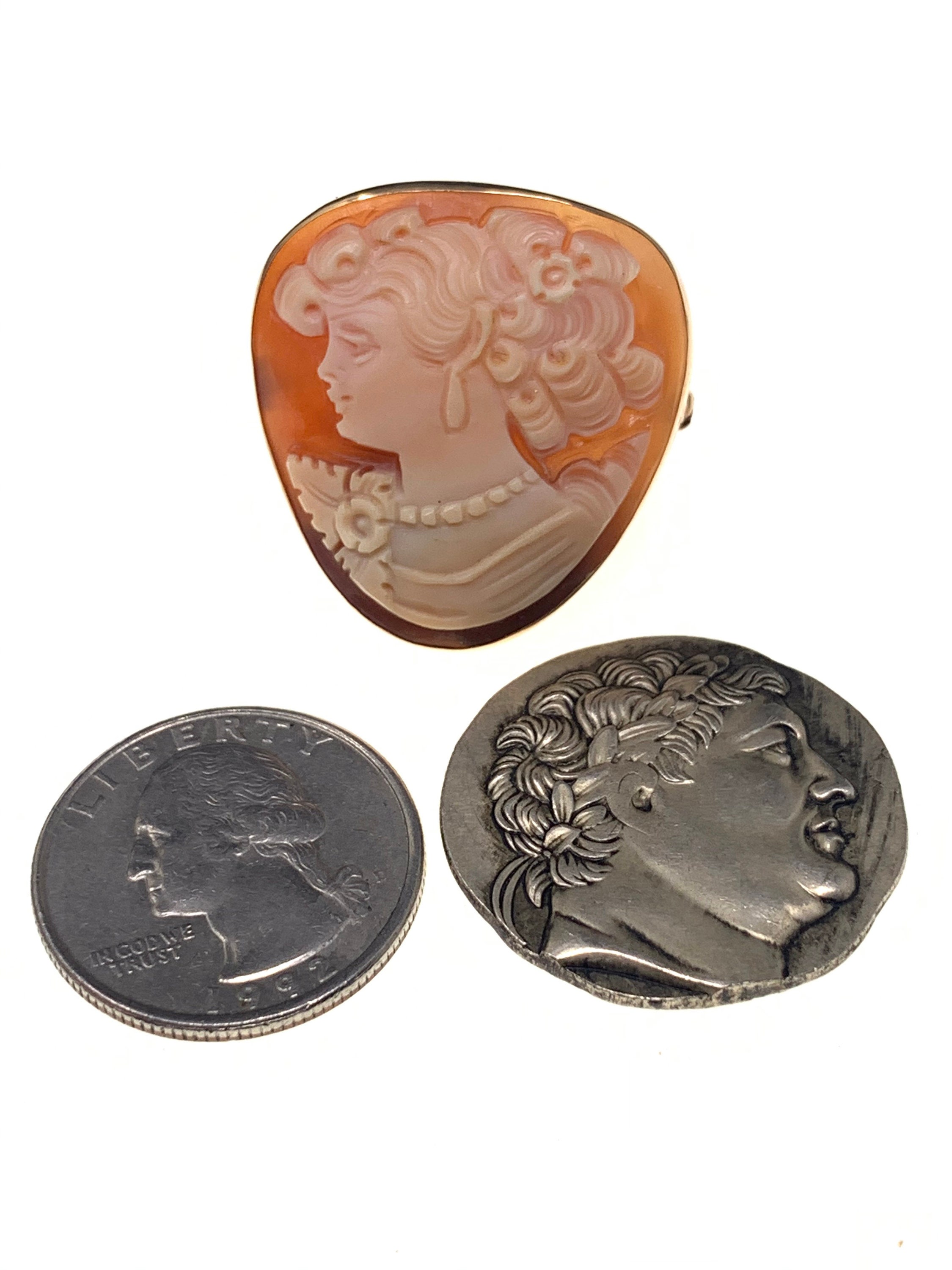 14K Yellow Gold Stamped Italy Designer Signed Carved Cameo Etsy