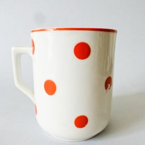 Antique mug,Vintage Hungarian Zsolnay Mug, Porcelain mug,polka dot pattern,antique porcelain mug from &#39;60s