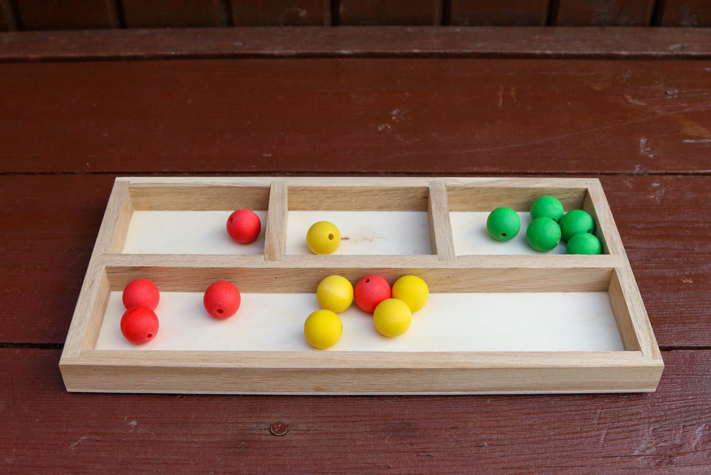 Set of 3 Montessori sorting tray Educational wooden toddler Etsy