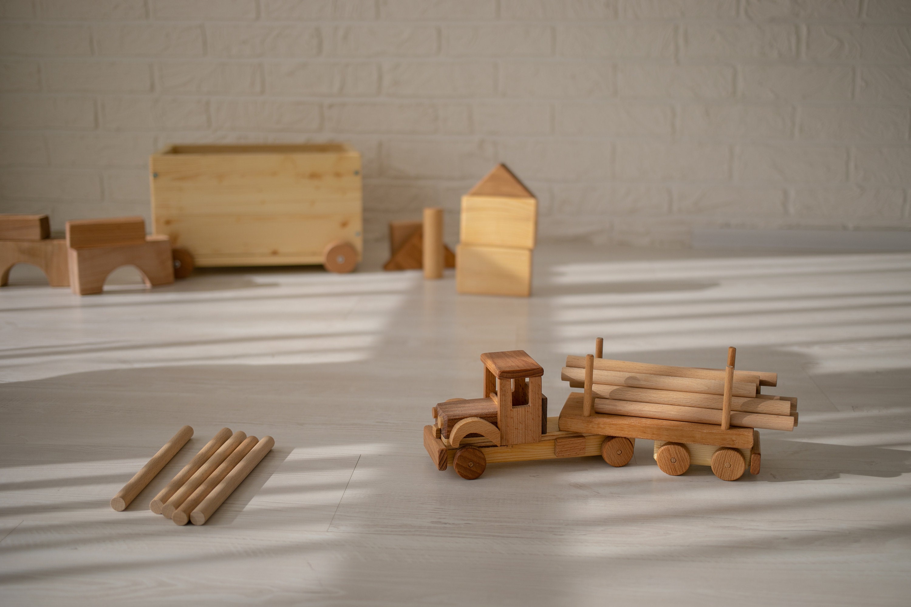 Log Truck Wooden Toy for Toddler Lumber Truck Toys for Etsy