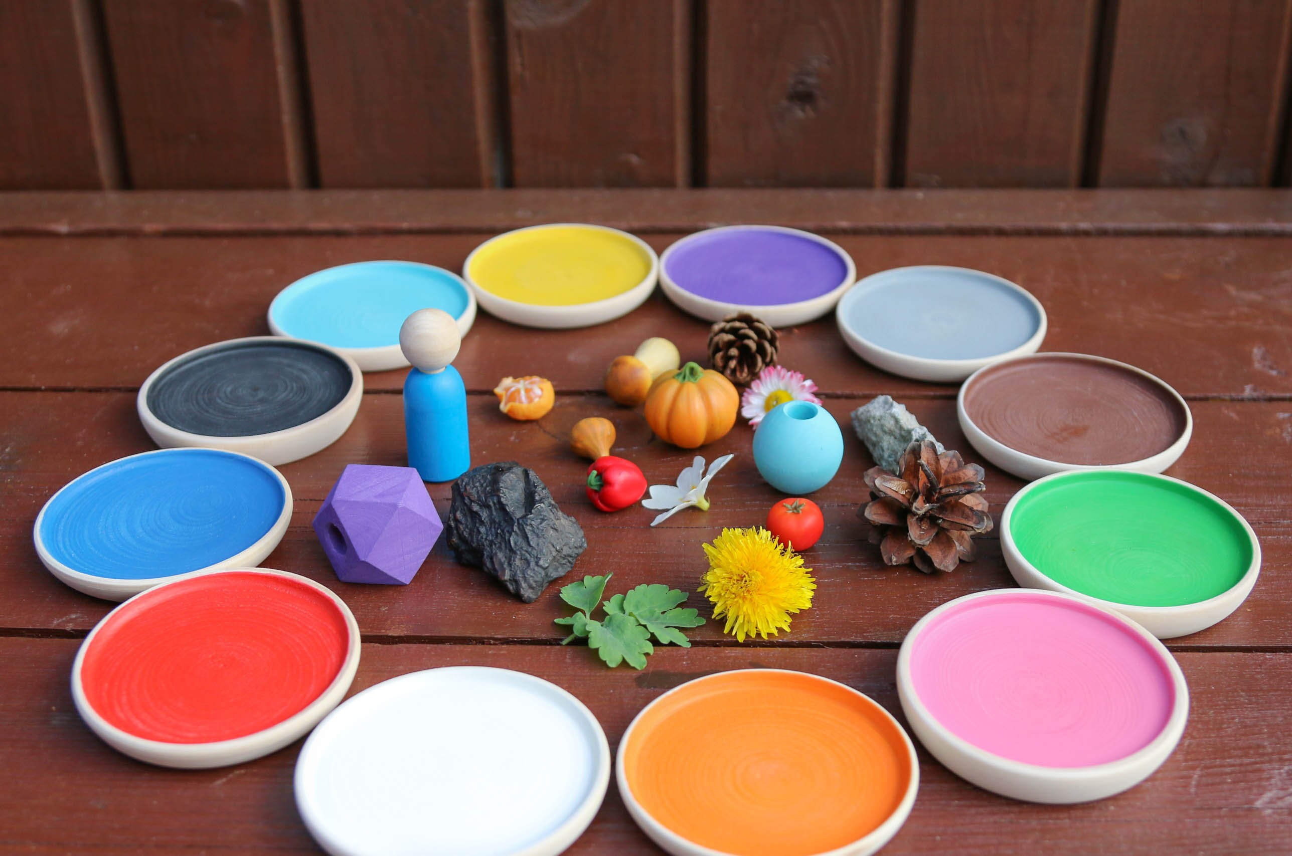 Montessori Wooden Toy Plates for Color Sorting Montessori Etsy