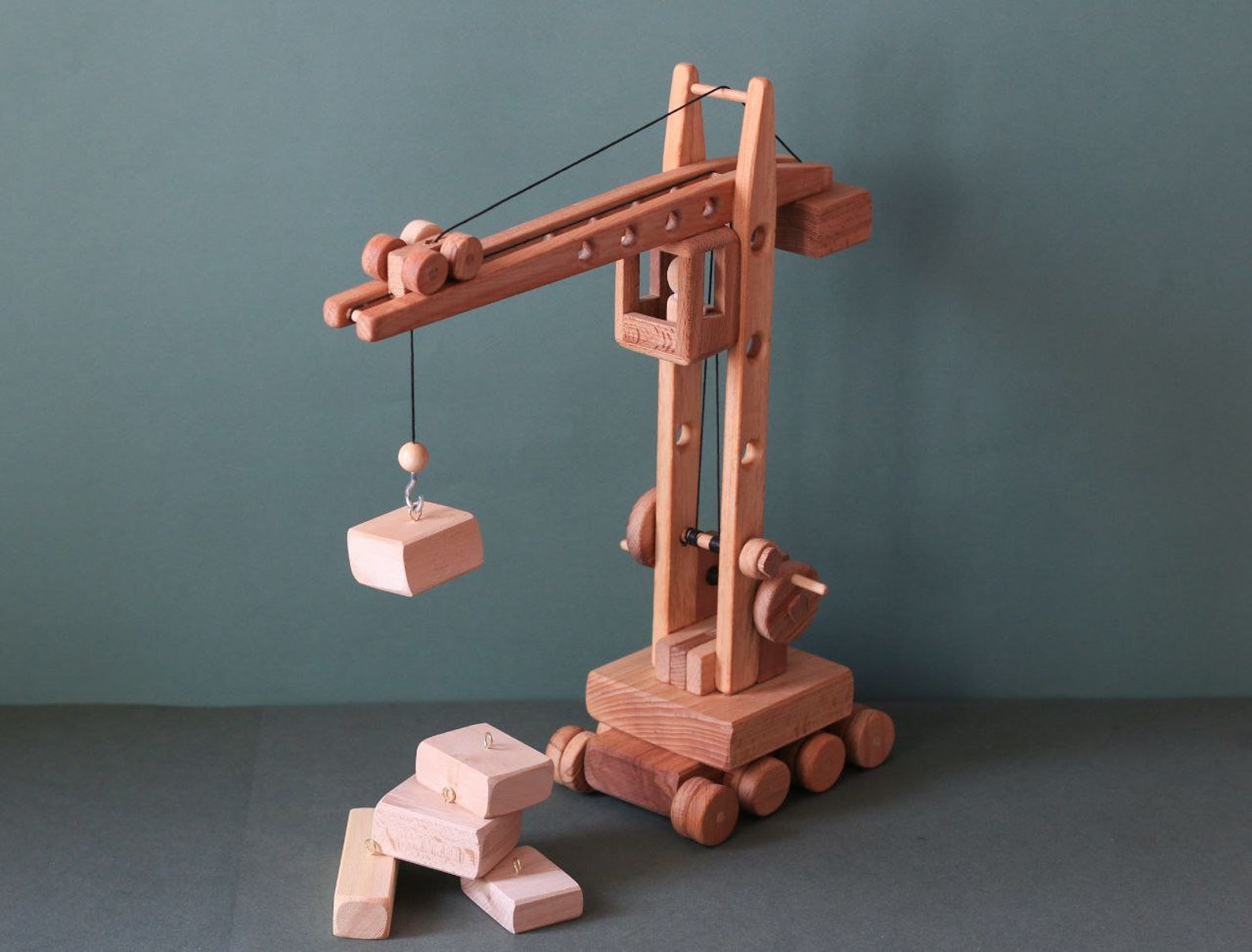 Wooden toy crane for kids / ecofriendly toy / Montessori toys Etsy