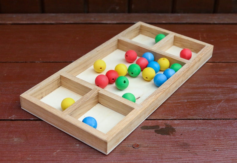 Set of 3 Montessori sorting tray Educational wooden toddler Etsy