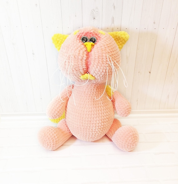 cat peach plush