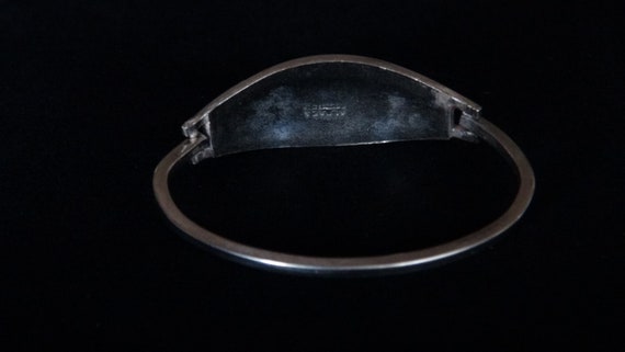 Vintage Alpaca Silver Bracelet with Abalone Inlay - image 4