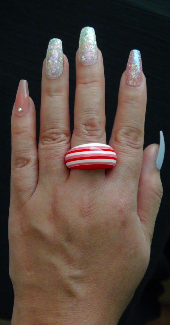 Vintage Candy Cane Statement Ring - image 4