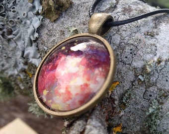 Deep Space Galaxy Nebula choker- Bronze Pendant Necklace Gift for her - Bronze Nebula inspired Universe Choker - Hippie Boho jewerly Gift