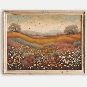 Wildflower 1 Printable Art, Rustic Wildflower Print, Abstract Floral Print, Vintage Wildflower Field, Floral Printable, Botanical Wall Art