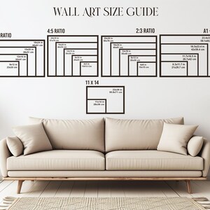 Etsy wall art size guide - easily find the perfect frame for your digital art Purchase