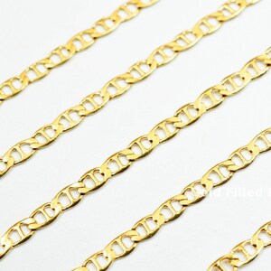 3 Feet 18K Pinky Gold Filled Anchor ChainMarine ChainFigarucci Chain Width 3mm Thickness 1mm Gold-Filled finding for Jewelry Making PGF18
