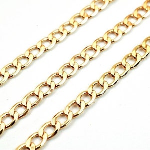 3 Feet 18K Pinky Gold Filled Alternative Chain Cuban Link Chain, Cable Chain Width 3mm Thickness 1mm Findings Chain For Jewelry Making PGF19