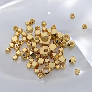 18K Gold Filled Alternative Findings Square and Cube Spacer Beads - Mixed Sizes for Jewelry Making USA Seller Sold 20 PCs/PK