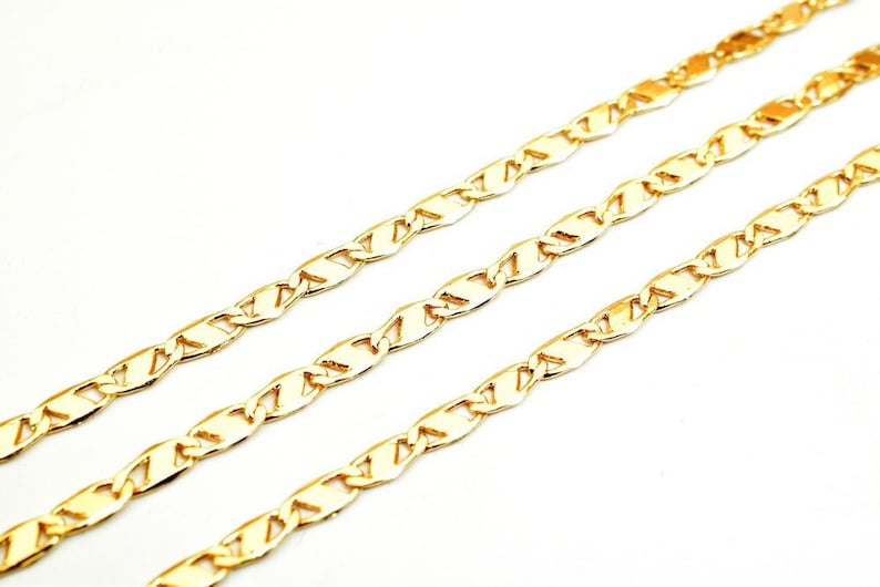 3 Feet 18K Pinky Gold Filled Anchor ChainMarine ChainFigarucci Chain Width 3mm Thickness 1mm Gold-Filled finding for Jewelry Making PGF18