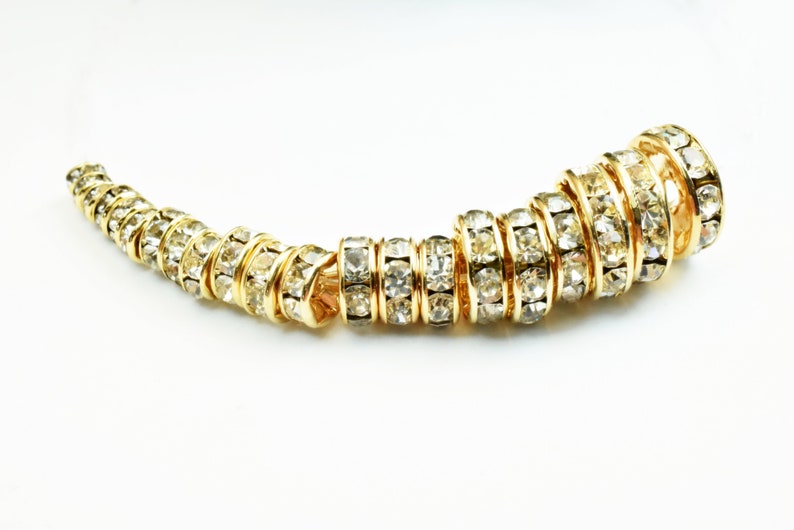 18K Gold Filled Roundel Spacer Beads Clear Rhinestone Etsy