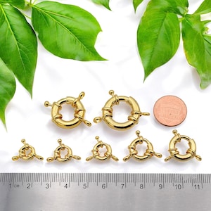 Fecho de mola de roda, tamanhos, 10 mm, 11 mm, 13 mm, 15 mm, 19 mm, 21 mm - Alternativa preenchida com ouro 18K, suprimentos para joias, 6 peças e atacado