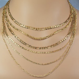 3 Feet 18K Gold Filled Alternative Chain Figaro Curb Necklace personalize Chain Width 2mm/3mm/3.5mm/4mm findings for Jewelry Supplier