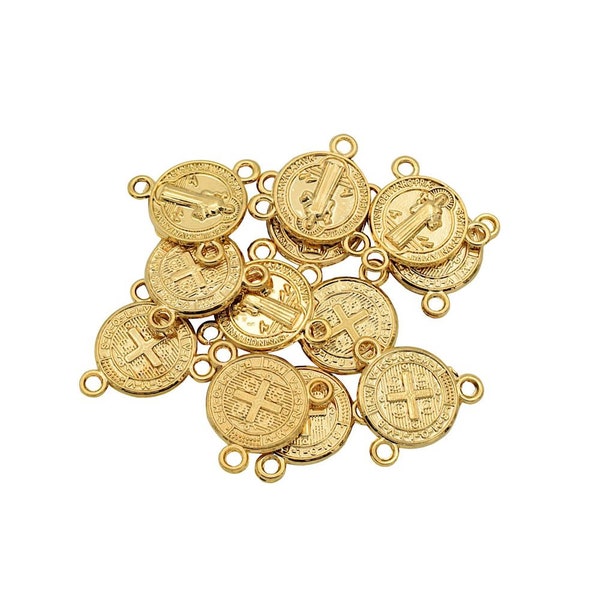 Gold Filled Saint Benedict/ San Benito Rosary center for jewelry making 18k- GF4002