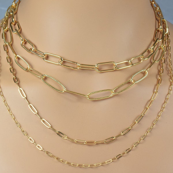 18K/14K Gold Filled Paper Clip Cable Link Chain findings necklace Jewelry 3 FT/ PK