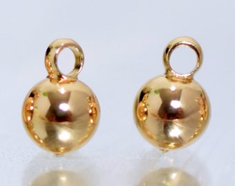 6 pièces/paquet de perles de suspension remplies d'or 18 carats et boule sans couture en forme de larme, différentes tailles 3 mm, 4 mm, 5 mm, 8 mm, 10 mm, 12 mm, perles de résultats, bijoux