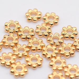 18K Gold Filled alternative Findings, Rondel Flower Spacer Beads  Various Sizes 7mm, 4mm,6mm,8mm Beads Jewelry USA Seller Sold 12 PCs/ PK