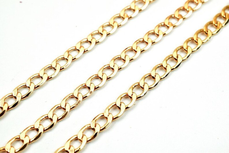 3 Feet 18K Pinky Gold Filled Chain Cuban Link Chain Cable Chain Width 3mm Thickness 1mm Gold Filled Finding Chain For Jewelry Making PGF19