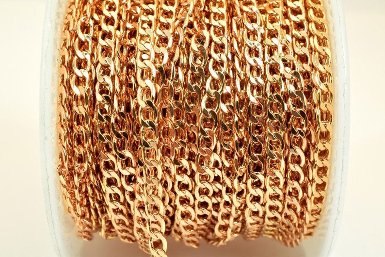 3 Feet 18K Pinky Gold Filled Chain Cuban Link Chain Cable Chain Width 3mm Thickness 1mm Gold Filled Finding Chain For Jewelry Making PGF19