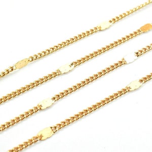 3 Feet 18K Pinky Gold Filled Alternative Cuban Link Chain, Scroll Chain Width 2mm Thickness 1mm Finding Chain for Jewelry Making PGF14