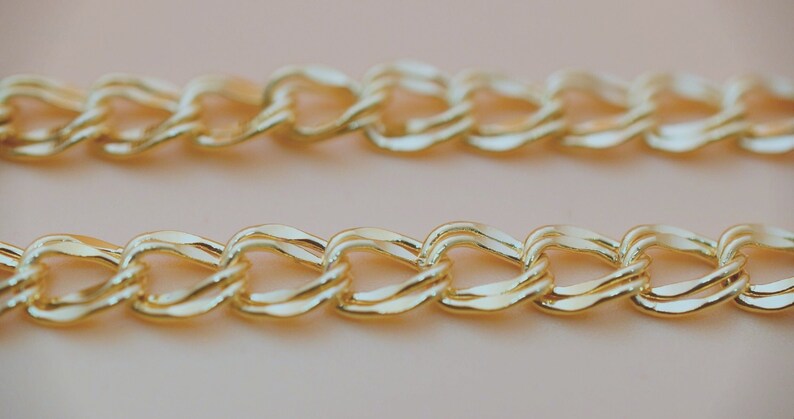 3 Feet Gold Filled Alternative Chain, Flat Parallel Double Link Cuba ...
