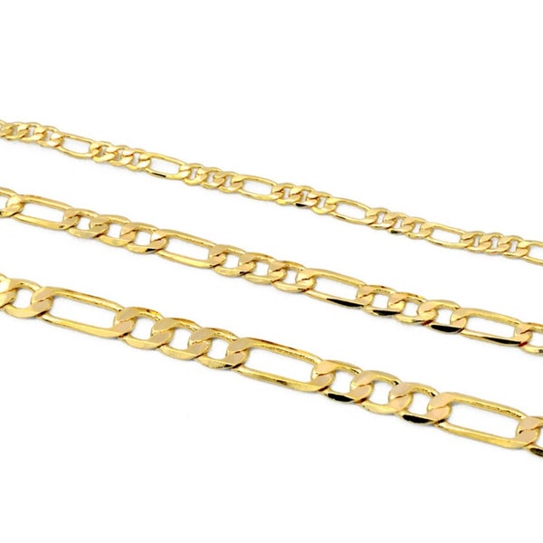 3Ft/PK 14K Gold Filled Chain Figaro Curb Necklace 2mm/3mm/3.8mm findings Jewelry