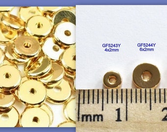 18K Gold Filled Rondel Spacer Beads,Plain Beads,Seamless Roundel,Various Sizes 4mm, 6mm, 8mm,10mm  Beads Jewelry USA Seller Sold 12 PCs/PK