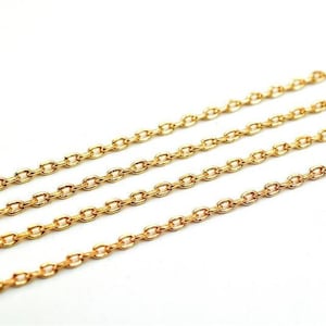 18K Pinky Gold Filled Alternative Cable Chain Link Chain personalize necklace 3 feet Width 1mm Thickness 0.5mm findings for Jewelry Making