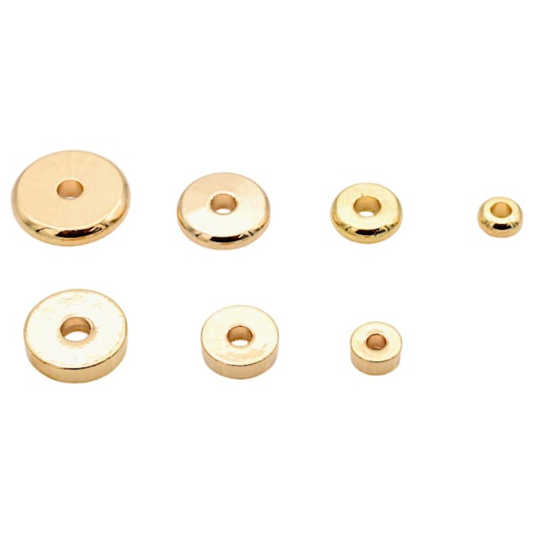 Separadores rellenas de oro: 4mm, 6mm, 8mm y 10mm. Suministros para bisutería,l pulseras, collares y pendientes. Se venden por 12 unidades.