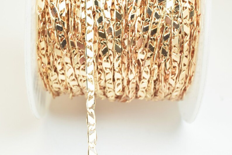 3 Feet 18K Pinky Gold Filled Anchor ChainMarine ChainFigarucci Chain Width 3mm Thickness 1mm Gold-Filled finding for Jewelry Making PGF18