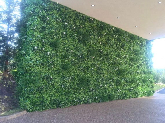Artificial Plant Flower Living Wall Panels Realistic - Lowther Green Indoor Outdoor 1m X 1m Home Garden Office