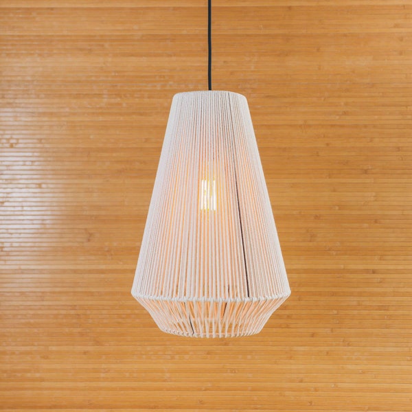 Handmade Boho Pendant Light Shade, Cotton Cord Lamp